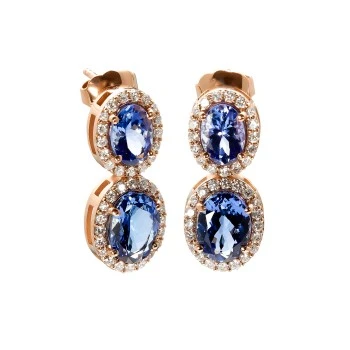 Orecchini in Oro con Tanzaniti Ovali e Diamanti c2118TzOvDi