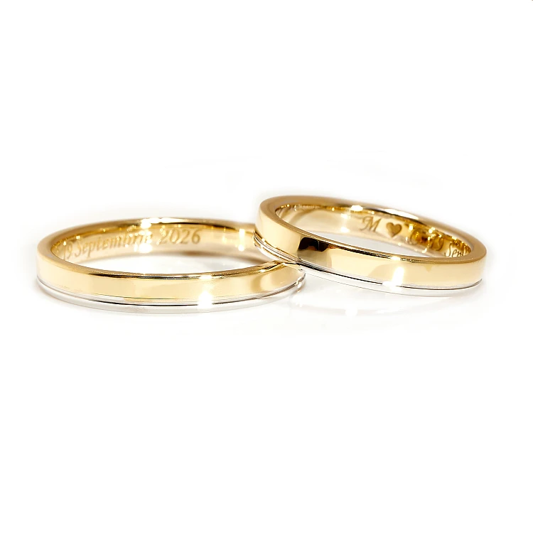 18k gouden tweekleurige trouwringen - model Nerina