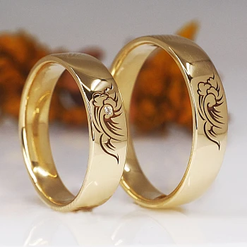 Anillos de boda de oro o platino con diseño de ondas de diamantes - modelo v1678