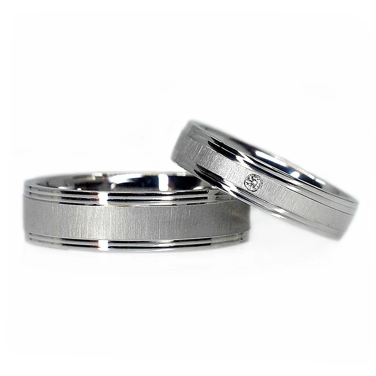 Anillos de boda de oro o platino con diamante - modelo v024