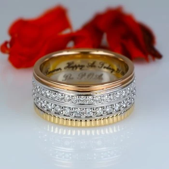 Fedi nuziali v036 in Oro con Diamanti Incolori e Neri