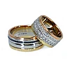 Wedding rings v036 in Gold with Colorless and Black Diamonds