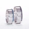 Wedding rings v038 in Gold or Platinum with Blue and Black Diamonds