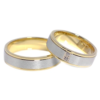 Anillos de boda de oro con diamantes - modelo v056