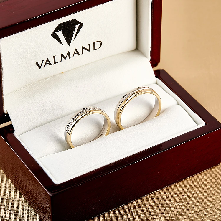 Eheringe v073.1 Zweifarbiges Gold mit Diamanten