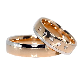 Anillos de boda de oro con diamantes - modelo v075