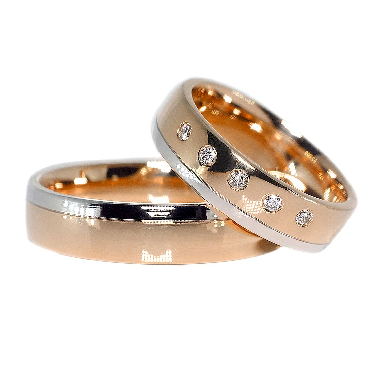 Eheringe v075 in Gold mit Diamanten