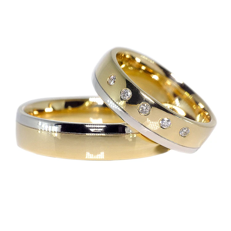 Eheringe v075 in Gold mit Diamanten