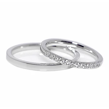Platinum Wedding Rings with Diamonds - model v079pt