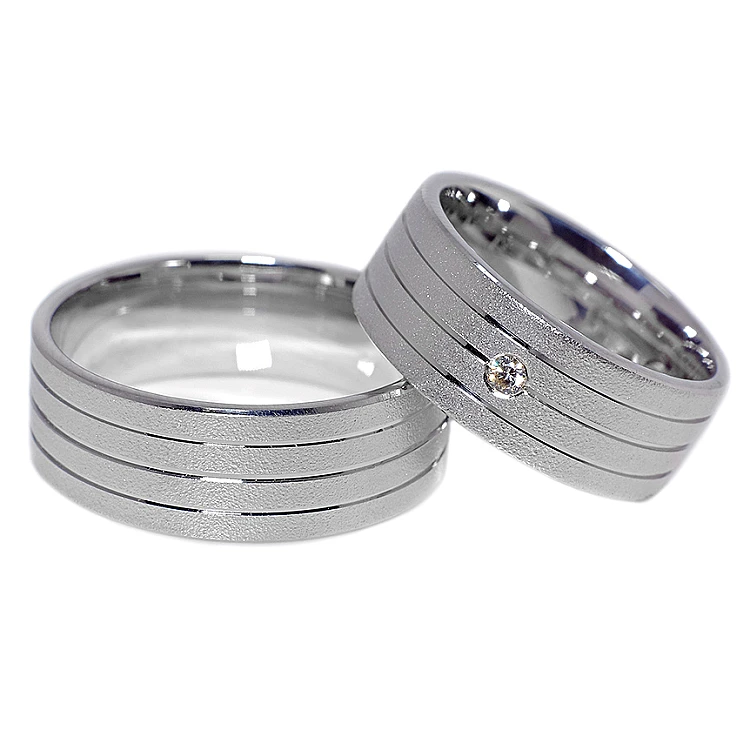 Anillos de boda de oro o platino con diamante - modelo v082