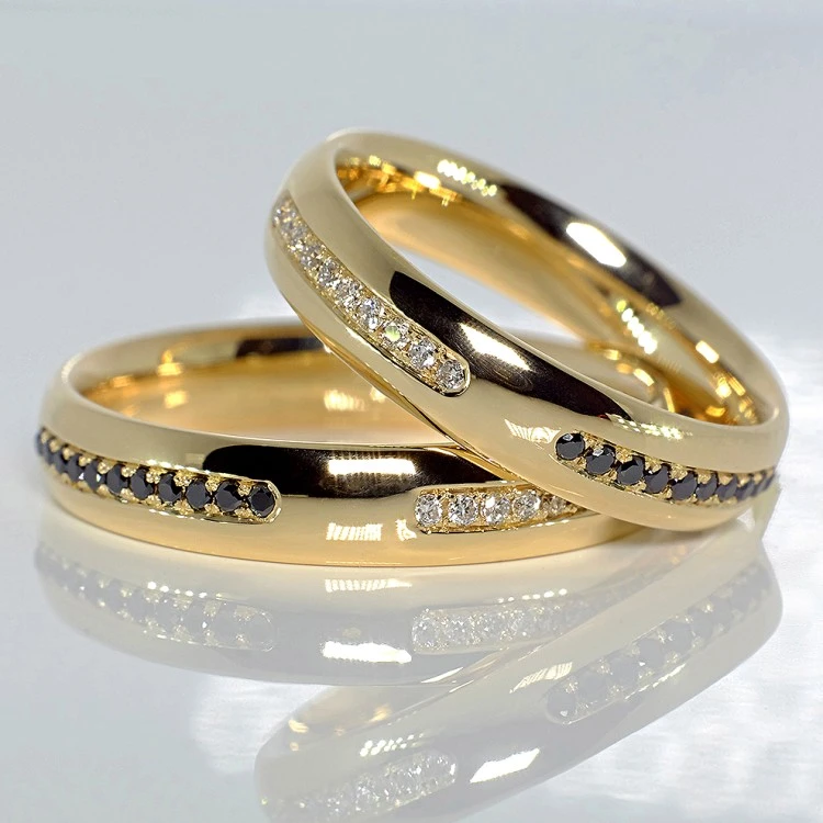 Eheringe v112 in Gold mit Diamanten