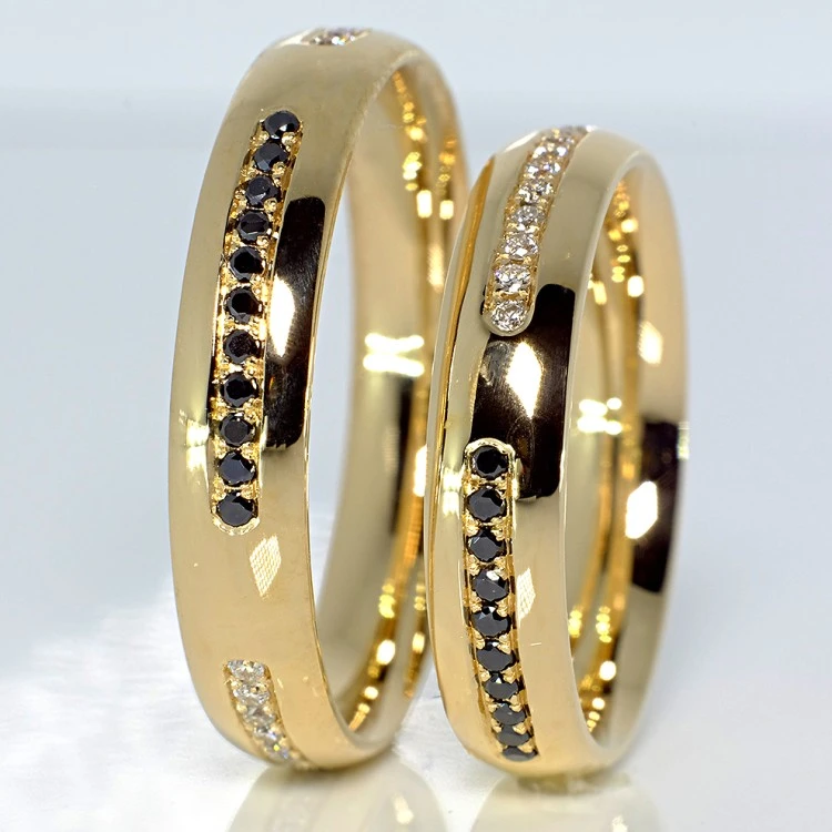 Eheringe v112 in Gold mit Diamanten