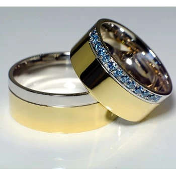Fedi nuziali v113 in Oro con Diamanti Blu