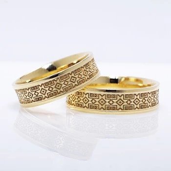 Laser Wedding Rings with Romanian Motifs in 18k Gold or Platinum - model v114