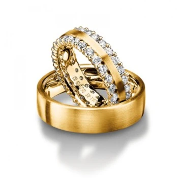 18k Gold Wedding Rings with Diamonds - model v124