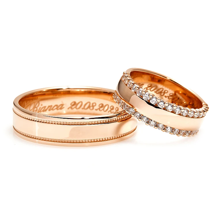 Wedding rings v1241.1 in Gold or Platinum with Diamonds