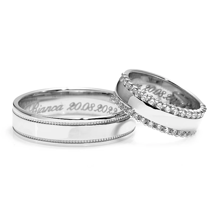 Wedding rings v1241.1 in Gold or Platinum with Diamonds