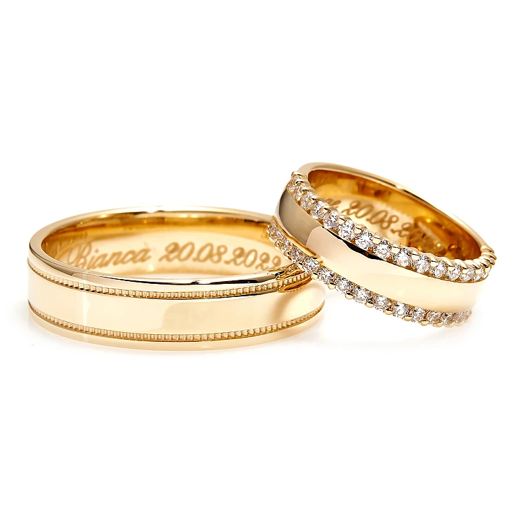 Wedding rings v1241.1 in Gold or Platinum with Diamonds
