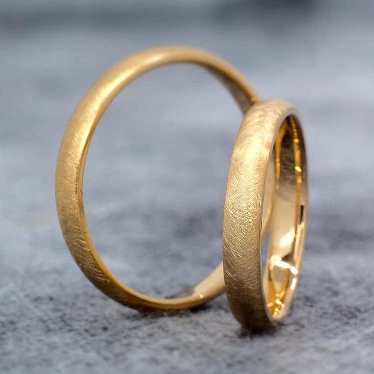 Anillos de boda de oro o platino con acabado mate hielo - modelo v134