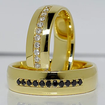 18k Gold Wedding Rings with Diamonds - model v135