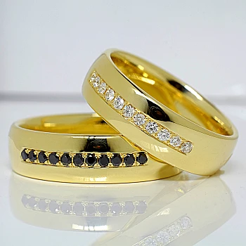 18k Gold Wedding Rings with Diamonds - model v135