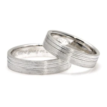 18k Gold or Platinum Wedding Rings with Satin Matte Finish - Model v137.1