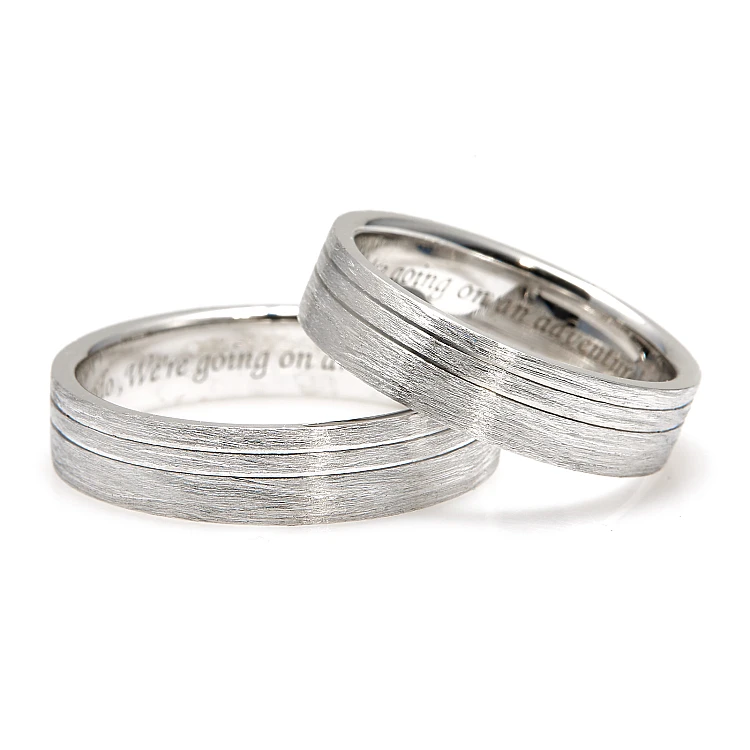 Anillos de boda de oro o platino con acabado satinado mate - Modelo v137.1