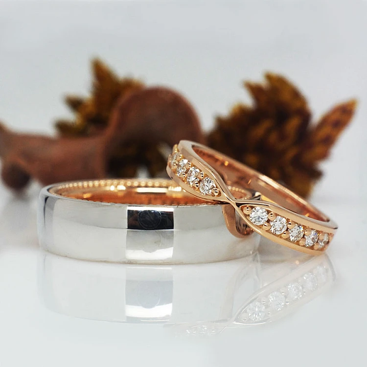 Vintage-Eheringe v1637 Verragio-Modell in Gold oder Platin mit Diamanten