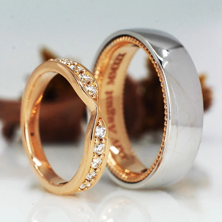 Vintage-Eheringe v1637 Verragio-Modell in Gold oder Platin mit Diamanten