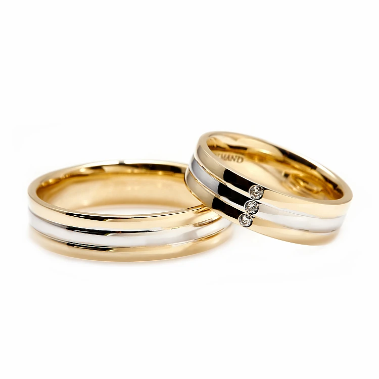 Eheringe v169 Zweifarbiges Gold mit Diamanten