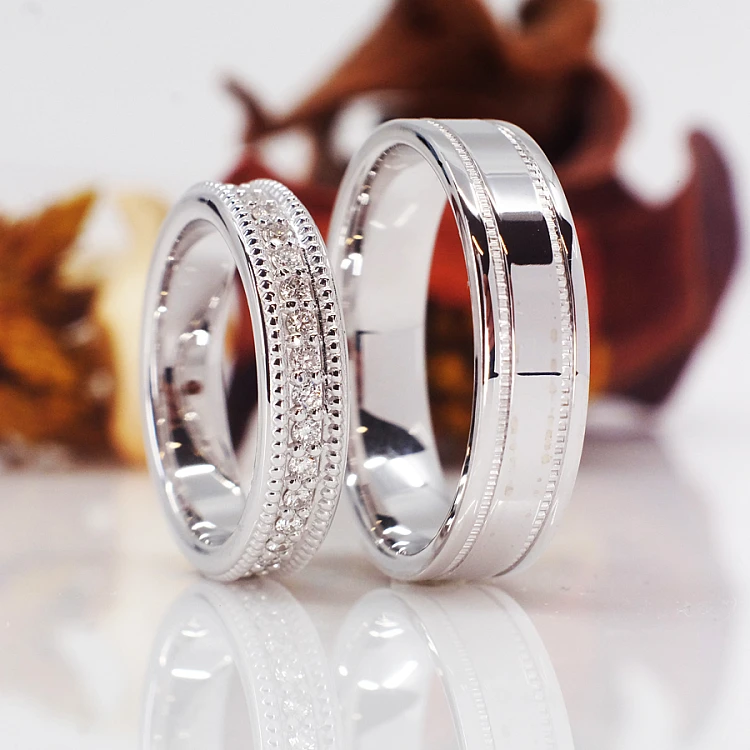 Custom v197.1 Gold or Platinum Wedding Rings with Diamonds