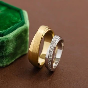 Fedi Nuziali Bicolor in Oro o Platino con Diamanti Naturali v200