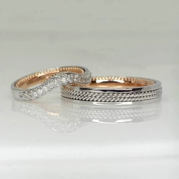 Fedi Nuziali Vintage con Treccia v228 in Oro o Platino con Diamanti
