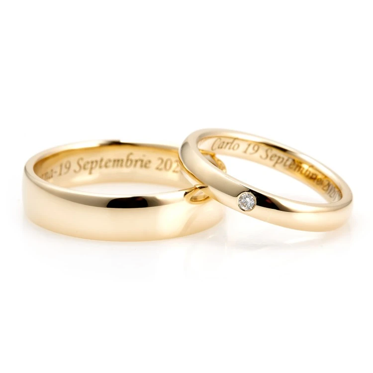 Fedi nuziali v352.1 in Oro o Platino con Diamante