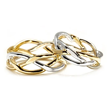 Celtic Knot Wedding Rings in Bicolor 18k Gold - model v3981