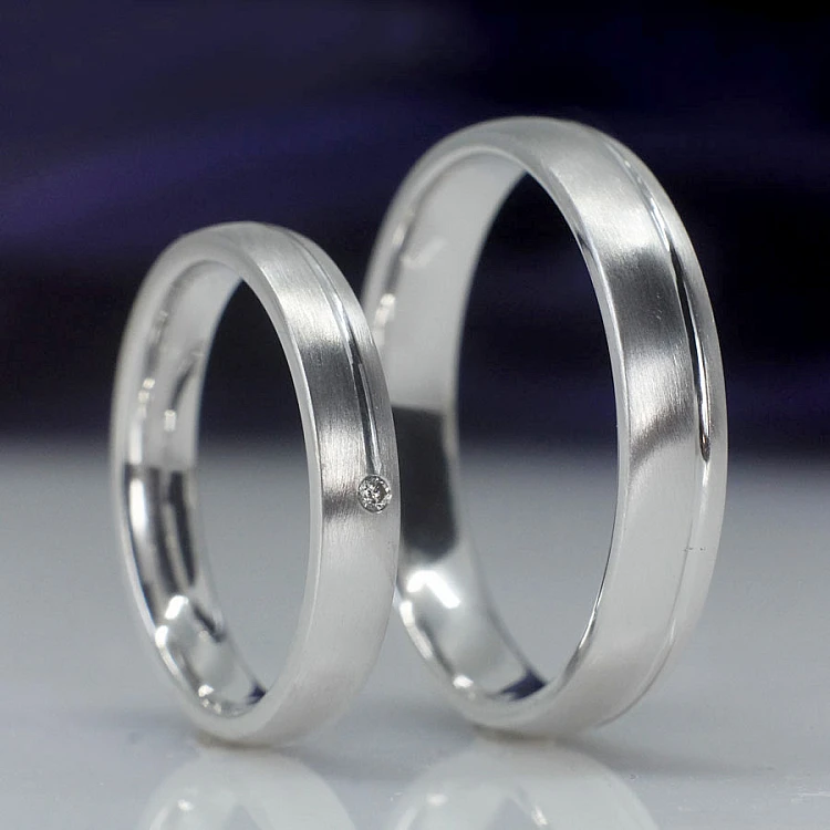 Fedi nuziali v437 in Oro o Platino con Diamante
