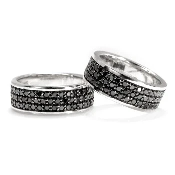 Fedi nuziali Full Stone in oro 18k o platino con diamanti neri - modello v4742