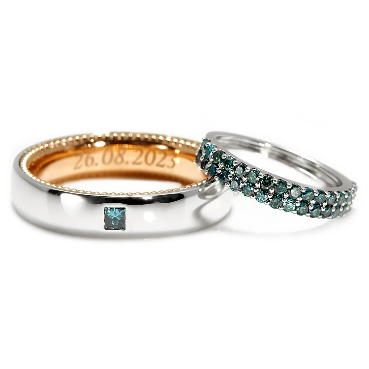Fedi Nuziali Modello Verragio vp755.2db in Platino con Diamanti Blu