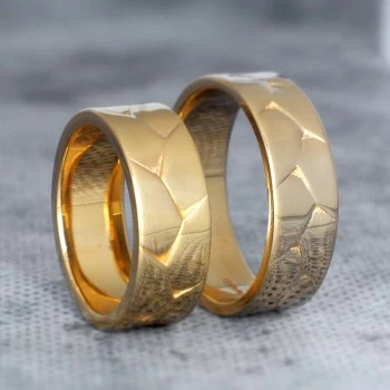 18k Gold Wedding Rings Inspired by Nature - model v9151