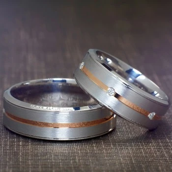 18k Gold Wedding Rings with Diamonds - model v940