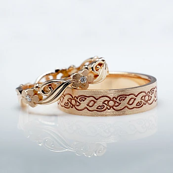 18k Gold Wedding Rings with Diamonds - model v9731