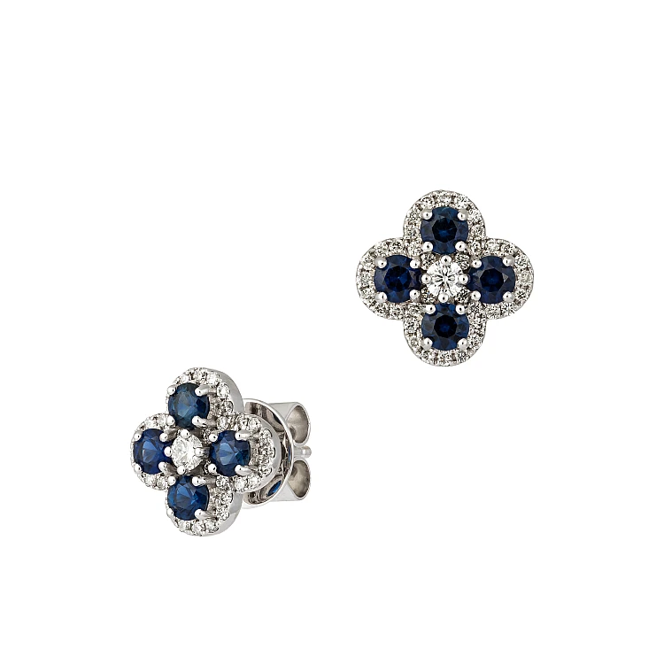 Pendientes de oro con diamantes incoloros y zafiros - modelo c2200