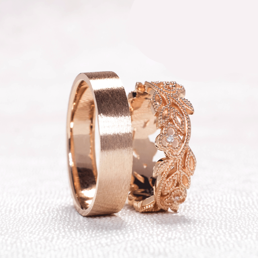 Trouwringen v1148 in goud of platina vintage model